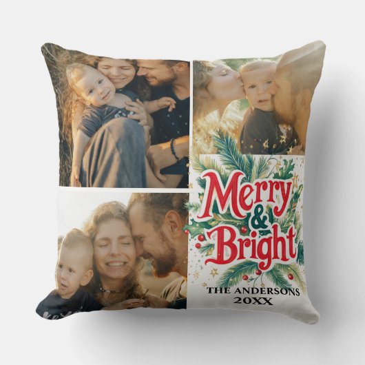 数々のPhot0ヴィンテージカラフルユニーククリスマス クッション (正面)