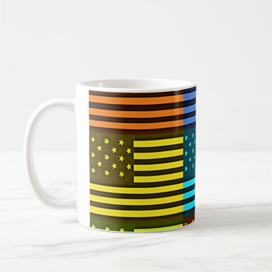 数々のUSA国旗のベク市松模様にトル模様アート コーヒーマグカップ (左)