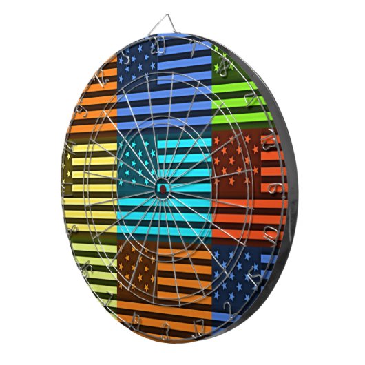 数々のUSA国旗のベク市松模様にトル模様アート ダーツボード (正面右)