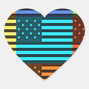 数々のUSA国旗のベク市松模様にトル模様アート ハートシール