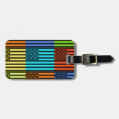 数々のUSA国旗のベク市松模様にトル模様アート ラゲッジタグ (正面横)