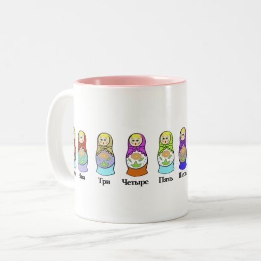 数えますロシアのなネスティング人形(matroshka)を ツートーンマグカップ (正面左)