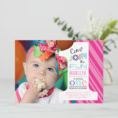 数おもしろいの最初誕生日の招待 招待状 (スタンド正面)