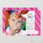 数おもしろいの最初誕生日の招待 招待状 (正面/裏面)