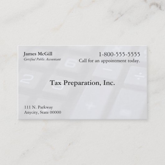 数および記号の鍵は衰退します 名刺 (正面)