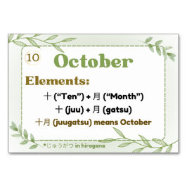 数か月日本の（フラッシュカード） テーブルナンバー