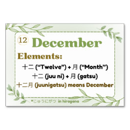 数か月日本の（フラッシュカード） テーブルナンバー