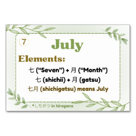 数か月日本の（フラッシュカード） テーブルナンバー