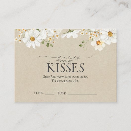 数のキスデイジーブライダルシャワーゲーム エンクロージャーカード (正面)