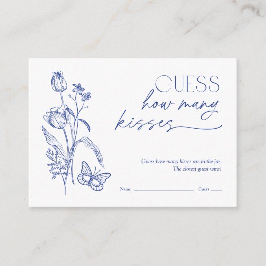 数のキス青ブライダルシャワーゲーム エンクロージャーカード (正面)