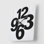 数はっきりした顔オンホワイトウォッシュウッド スクエア壁時計 (傾斜)