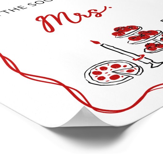 数を推測するキスイタリアン赤ブライダルシャワー ポスター (角)