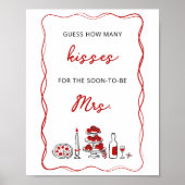 数を推測するキスイタリアン赤ブライダルシャワー ポスター (正面)