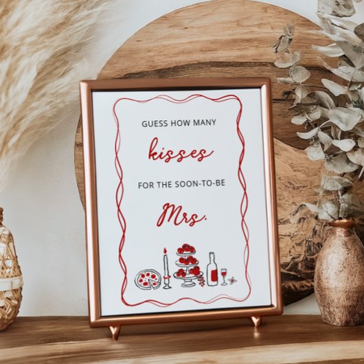 数を推測するキスイタリアン赤ブライダルシャワー ポスター