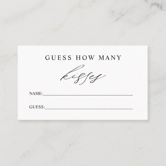 数を推測するキスブライダルシャワーゲームカード 名刺 (正面)