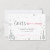 数を推測する |ウィンターピンクの赤ちゃんシャワーゲーム 招待状 (正面)