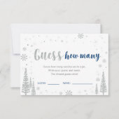 数を推測する | ウィンターブルー赤ちゃんシャワーゲーム 招待状 (正面)