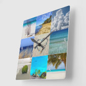 数を用いるあなたの写真のコラージュ スクエア壁時計 (傾斜)