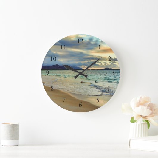数を用いるハワイ諸島の日没 ラージ壁時計 (ホーム)
