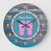 数を用いるビーチのテーマの柱時計 ラージ壁時計 (正面)