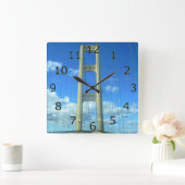 数を用いるマキナック橋の芸術 スクエア壁時計 (ホーム)