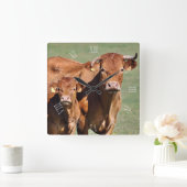 数を用いるリムーザン牛そして子牛の時計 スクエア壁時計 (ホーム)