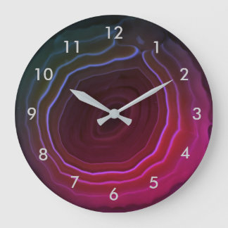 数を用いる瑪瑙の切れのピンクの石の時計 ラージ壁時計