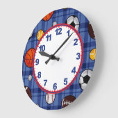 数を用いる男の子のスポーツの時計 ラージ壁時計 (傾斜)