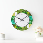 数を用いる緑の写真撮影のコラージュの柱時計 ラージ壁時計 (ホーム)