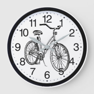 数を用いる自転車のデザインの時計 ラージ壁時計