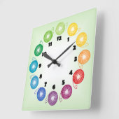 数を用いる虹ヤーンの球の正方形の柱時計 スクエア壁時計 (傾斜)