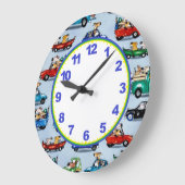 数を用いる車の男の子の時計の犬 ラージ壁時計 (傾斜)