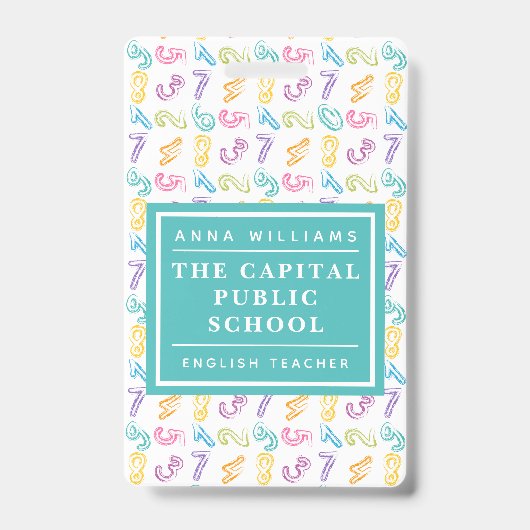 数カラフル小学校数学先生 バッジ (正面)