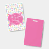 数カラフル小学校数学先生 バッジ (正面&裏面)