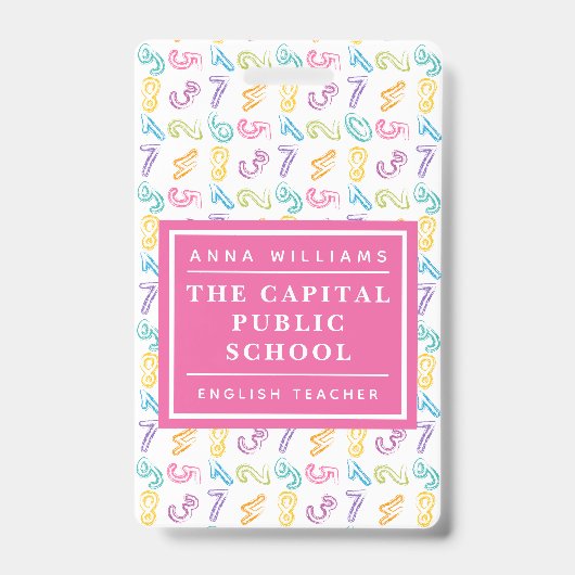 数カラフル小学校数学先生 バッジ (正面)