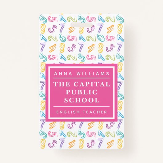 数カラフル小学校数学先生 バッジ (正面)