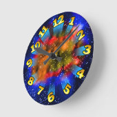 数カラフル数の超飛んでいる新星 ラウンド壁時計 (傾斜)