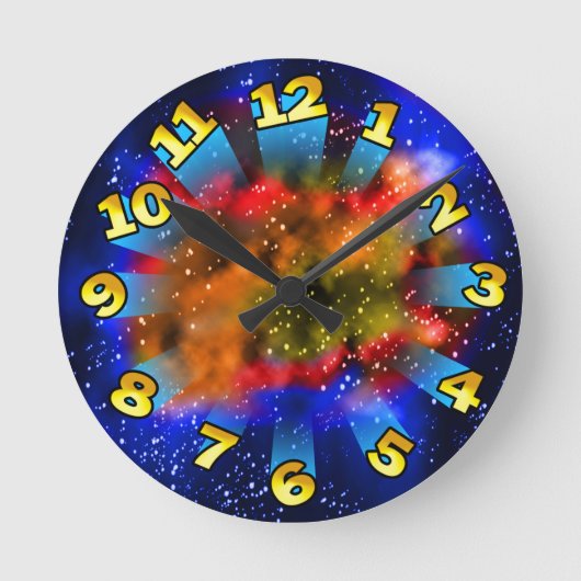 数カラフル数の超飛んでいる新星 ラウンド壁時計 (正面)