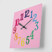 数カラフル数 スクエア壁時計 (傾斜)