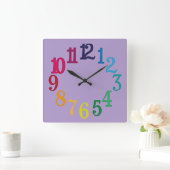 数カラフル数 スクエア壁時計 (ホーム)