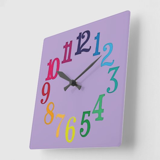 数カラフル数 スクエア壁時計 (傾斜)