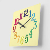 数カラフル数 スクエア壁時計 (傾斜)