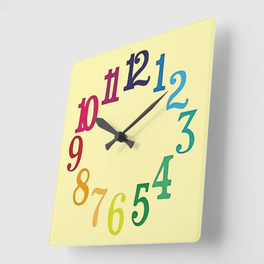 数カラフル数 スクエア壁時計 (傾斜)