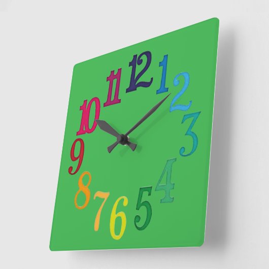 数カラフル数 スクエア壁時計 (傾斜)