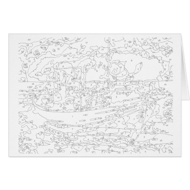 数カードによるペンキ: ボート (正面横)