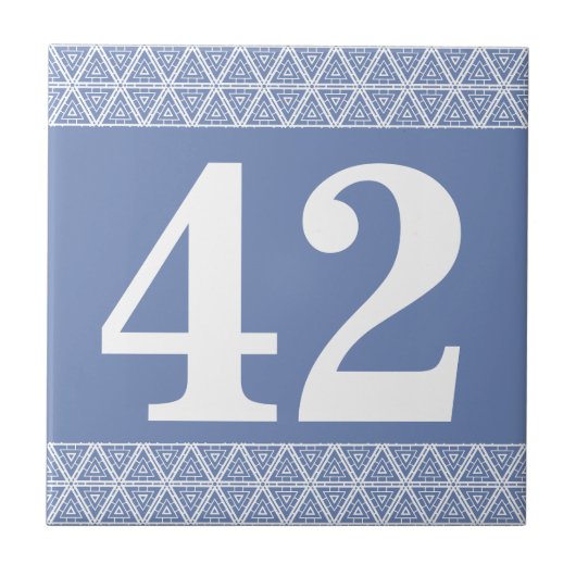 数タイルの幾何学的なボーダー青および白 タイル (正面)