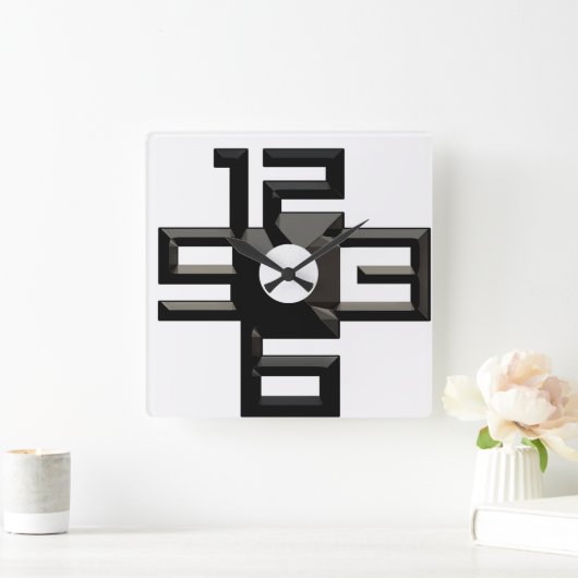 数モダン数 スクエア壁時計 (ホーム)
