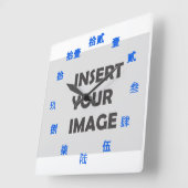 数中国の値キャラクター(青フォント) スクエア壁時計 (傾斜)