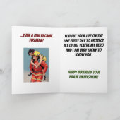 数人の男素晴らしが消防士の誕生日になった カード (内部)