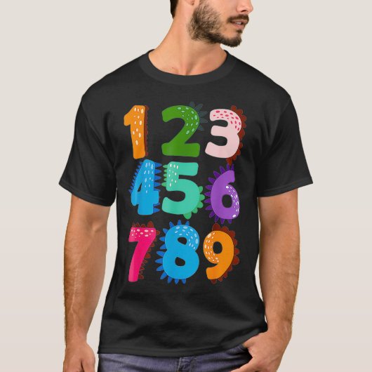 数値おもしろい演算新学期教育ディノ Tシャツ (正面)